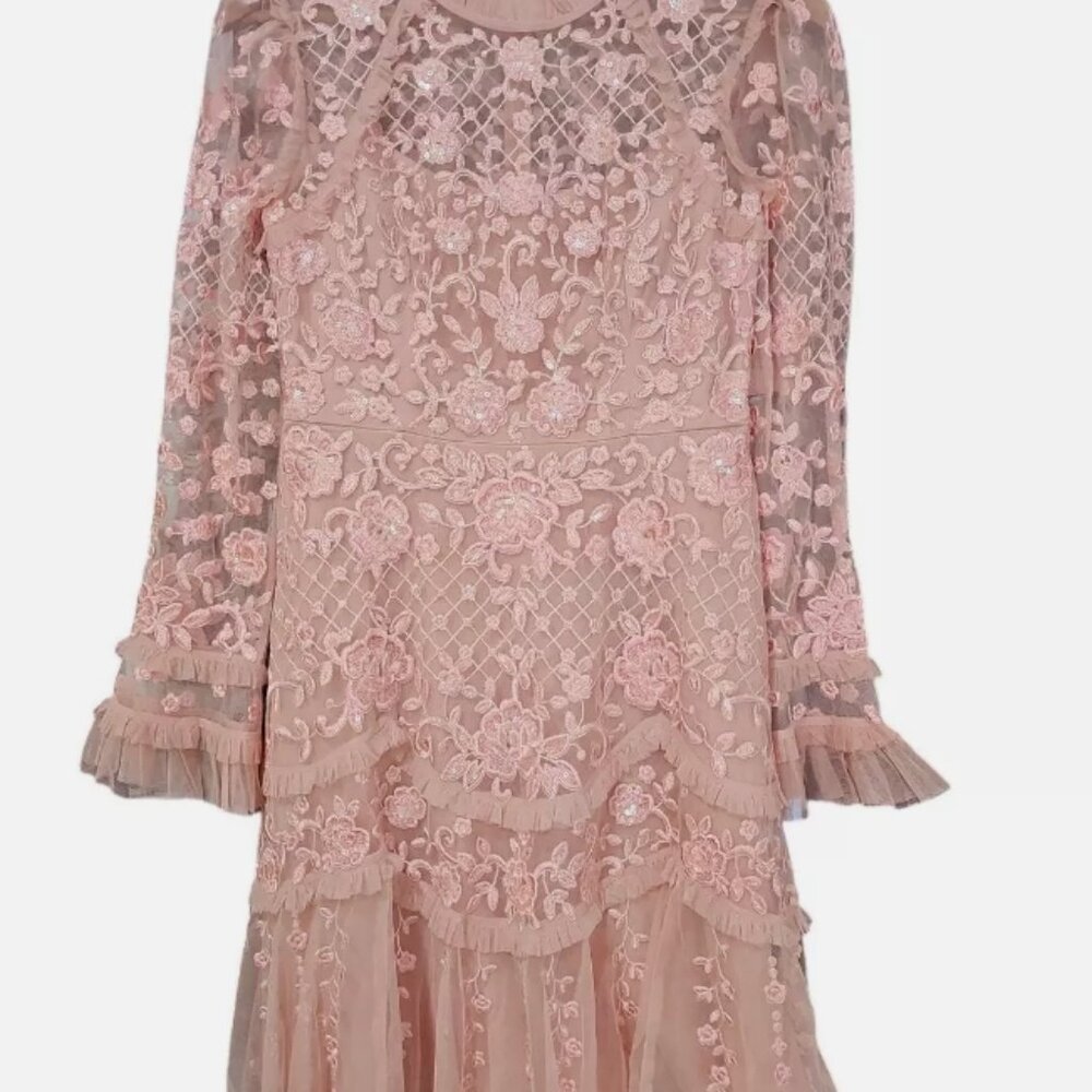 Needle & Thread Marigold Rose Mini Dress Desert Pink US Size 12 NWT